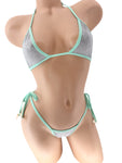 GRAYISH MINT BOW G-STRING 2PC