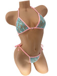 TURQUOISE LACE W/ PINK RHINSTONE G SET