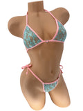 TURQUOISE LACE W/ PINK RHINSTONE G SET