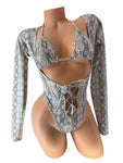 GRAY SNAKE 2PC ROMPER
