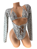 GRAY SNAKE 2PC ROMPER