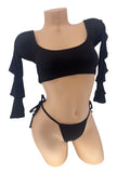 BLACK LONG SLEEVE SLIT SET