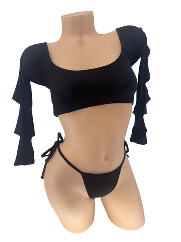 BLACK LONG SLEEVE SLIT SET