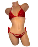 SW OS RED TWINKLE BIKINI TOP & CUT OUT THONG 2PC