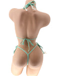 GRAYISH MINT BOW G-STRING 2PC