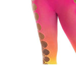 Seamless Ombre Faux Lace Up Footless Bodystocking - Sunset