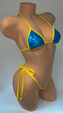 TURQUOISE TWINKLE BIKINI TOP & TIE THONG 2PC SET