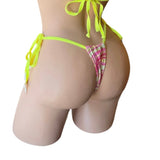 STRAWBERRY LEMONADE  TIE SIDE BRAZILIAN BIKINI BOTTOM