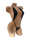 RHINESTONE BLACK RAIN ONE PIECE
