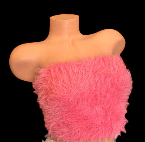 BABY PINK FLUFFY TUBE TOP