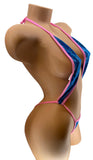 DW OS BLUE BEDAZZLED RAIN G-STRING SLING SHOT OP