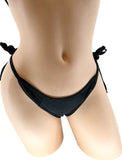MIAMI BLACK SIDE TIE BIKINI BOTTOMS WITH MESH CUT OUT