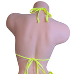 NEON YELLOW FLIP SEQUINS BIKINI TOP W/ GOLD RING