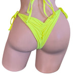 NEON YELLOW FLIP SEQUINS TIE SIDE BOTTOM W/ GOLD RING