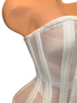 WHITE MESH CORSET W/ WIRE BONING LACE BACK