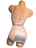 WHITE SHEER SATIN BRA SET W/ SKIRT & PANTIES