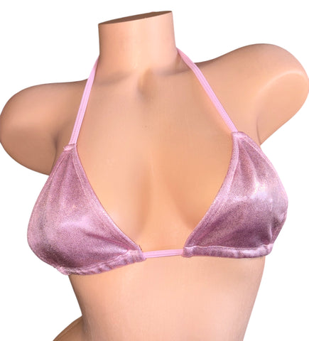 BABY PINK TWINKLE BEADED BIKINI TOP