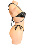 FAUX PATTEN LEATHER W/CHAIN HAULTER 2PC