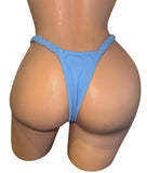BLUE PERI BRAIDED THONG BIKINI BOTTOM