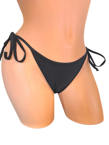 BLACK LINED TIE SIDE BIKINI BOTTOMS