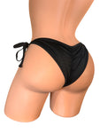 BLACK LINED TIE SIDE BIKINI BOTTOMS