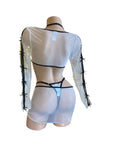 2PC BLACK & WHITE MESH LINGERIE SET