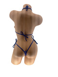 SATIN BLUE CANDIED BIKINI TOP & TIE THONG 2PC