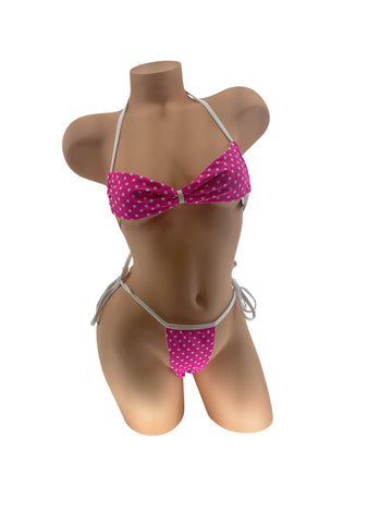 PINK POLKA DOT HALTER TOP & BOTTOM