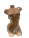 CHAMPAGNE BLING BRA AND PANTY SET 2PC