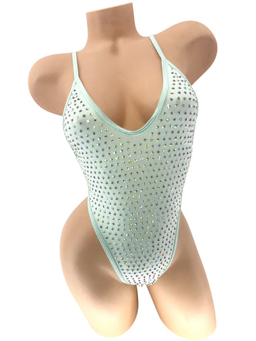 MINT RHINESTONE ONE PIECE