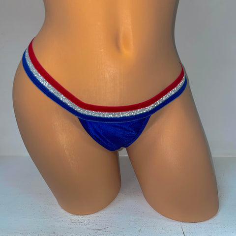 MULTI COLORED BAND THONG BIKINI BOTTOMS