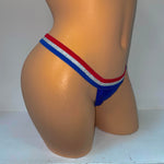 MULTI COLORED BAND THONG BIKINI BOTTOMS