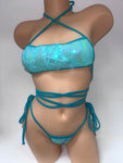 ENCHANTED MINT STRAP UP BANDEAU & TIE THONG