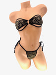 GOLDEN LATTICE SLASHED INFINITY THONG 2PC