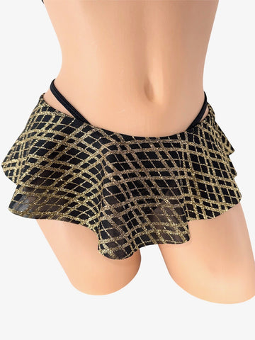 GOLDEN LATTICE HI-LOW SKIRT