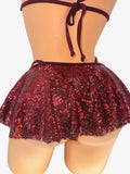 BURGUNDY SEQUINS HI-LOW 3PC SKIRT SET