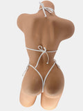 DENIM SCRUNCH UP TOP & TIE G STRING 2PC