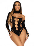 Seamless Asymmetrical Cut Out Thong Back Bodysuit - One Size - Black