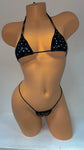 RHINESTONE COLOR MIX BIKINI TOP&G STRING 2PC SET
