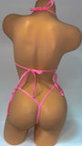 METALLIC BIKINI TOP&TIE G STRING 2PC SET