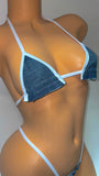 DISTRESSED DENIM BIKINI 2PC SET