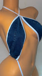 DENIM RAIN THONG SLING SHOT