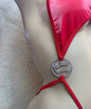 RHINO CHARMED RED LATEX MICRO HALTER THONG ONE PIECE