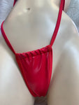 RHINO CHARMED RED LATEX MICRO HALTER THONG ONE PIECE