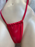 RHINO CHARMED RED LATEX MICRO HALTER THONG ONE PIECE