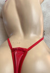 RHINO CHARMED RED LATEX MICRO HALTER THONG ONE PIECE