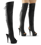 RED / BLACK OPEN TOE 6" HEELS
