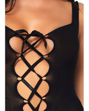 OPAQUE LACE UP THONG TEDDY
